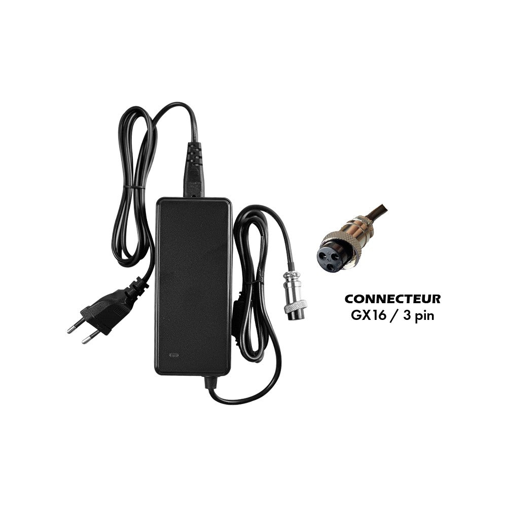 CHARGEUR TROTTINETTE 42V/3A CONNECTEUR GX16 3P