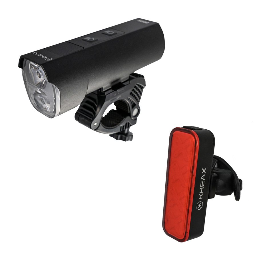 KHEAX ECLAIRAGE VELO AVANT+ARRIERE RECHARG. ORION/ZAURAC 1200/300L FIXATION CINTRE LED