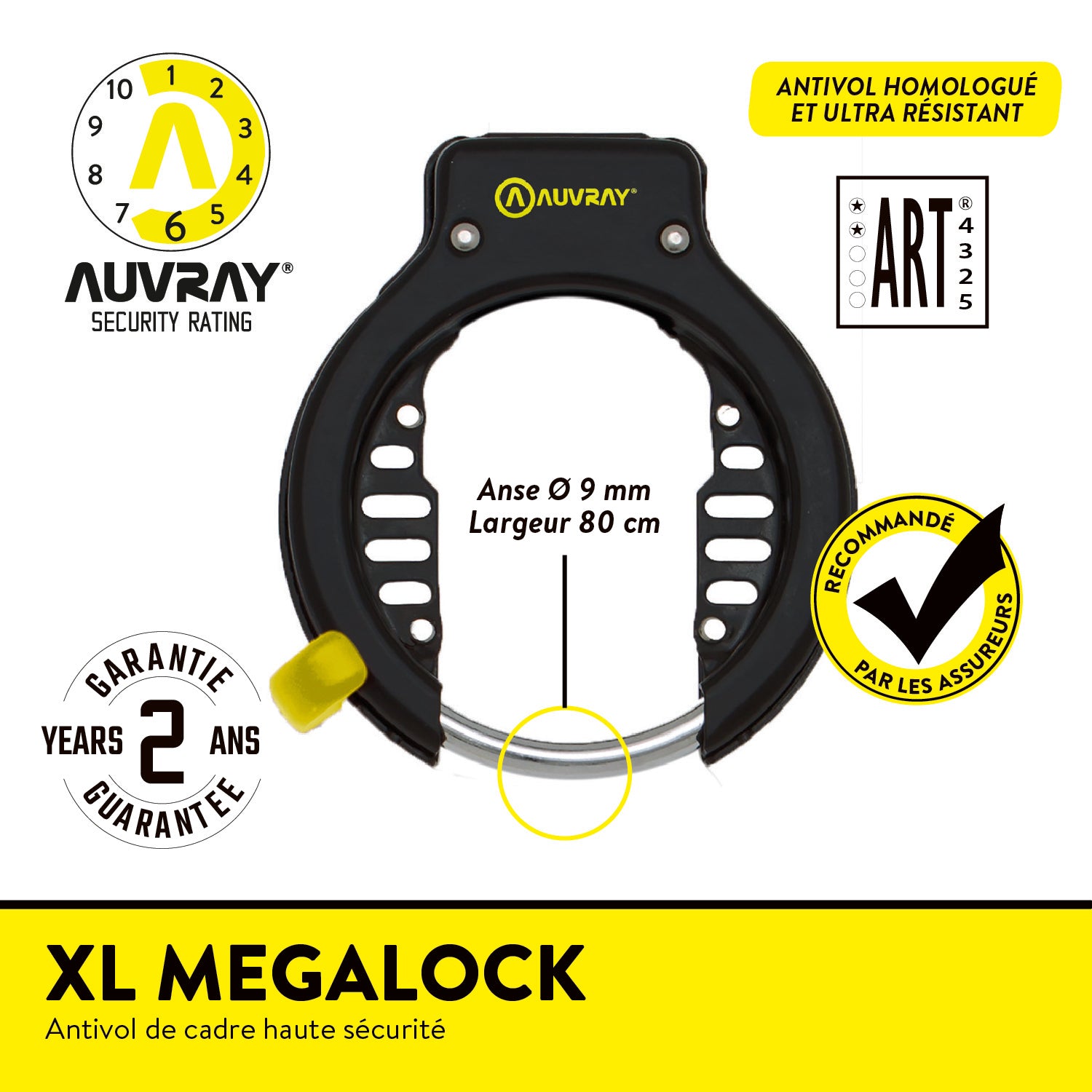 AUVRAY Antivol de cadre MEGALOCK XL ART 2