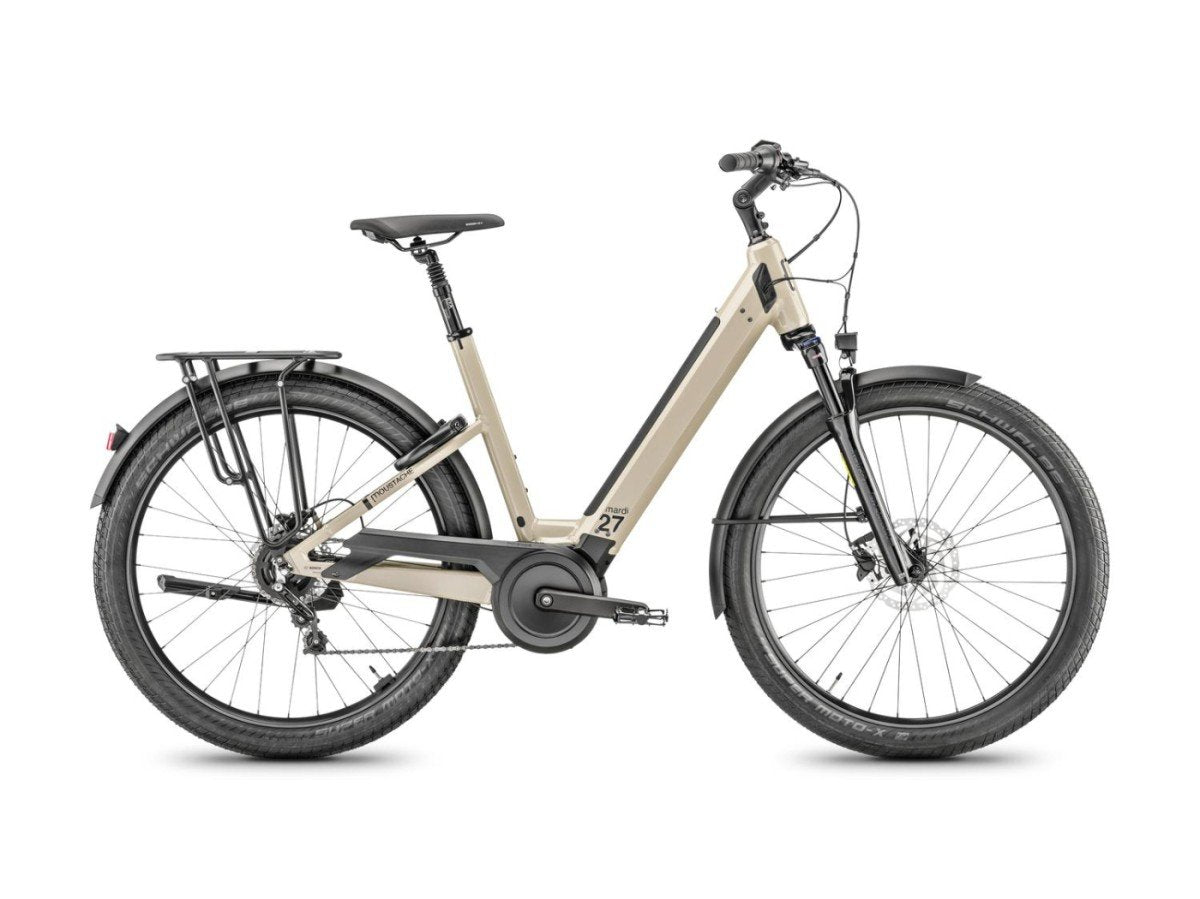 Vélo électrique Moustache Mardi 27.4 antivol, tige de selle amortie, 600W pour une belle autonomie, 75Nm de couple pour passer toutes les cotes, antivol, écran lisible