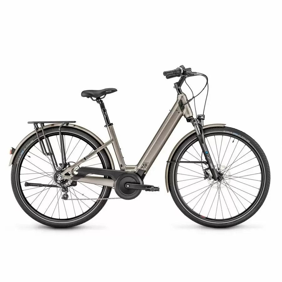 vélo de ville électrique samedi 28.3 Moustache 50Nm 500w garde boue assorti, tige de selle à ressort pour plus de confort