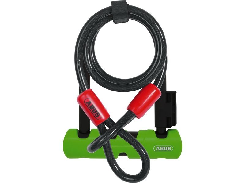 ABUS Antivol U Ultra Mini 410/150HB140 vert avec support SH34 et câble en acier Cobra 10/120